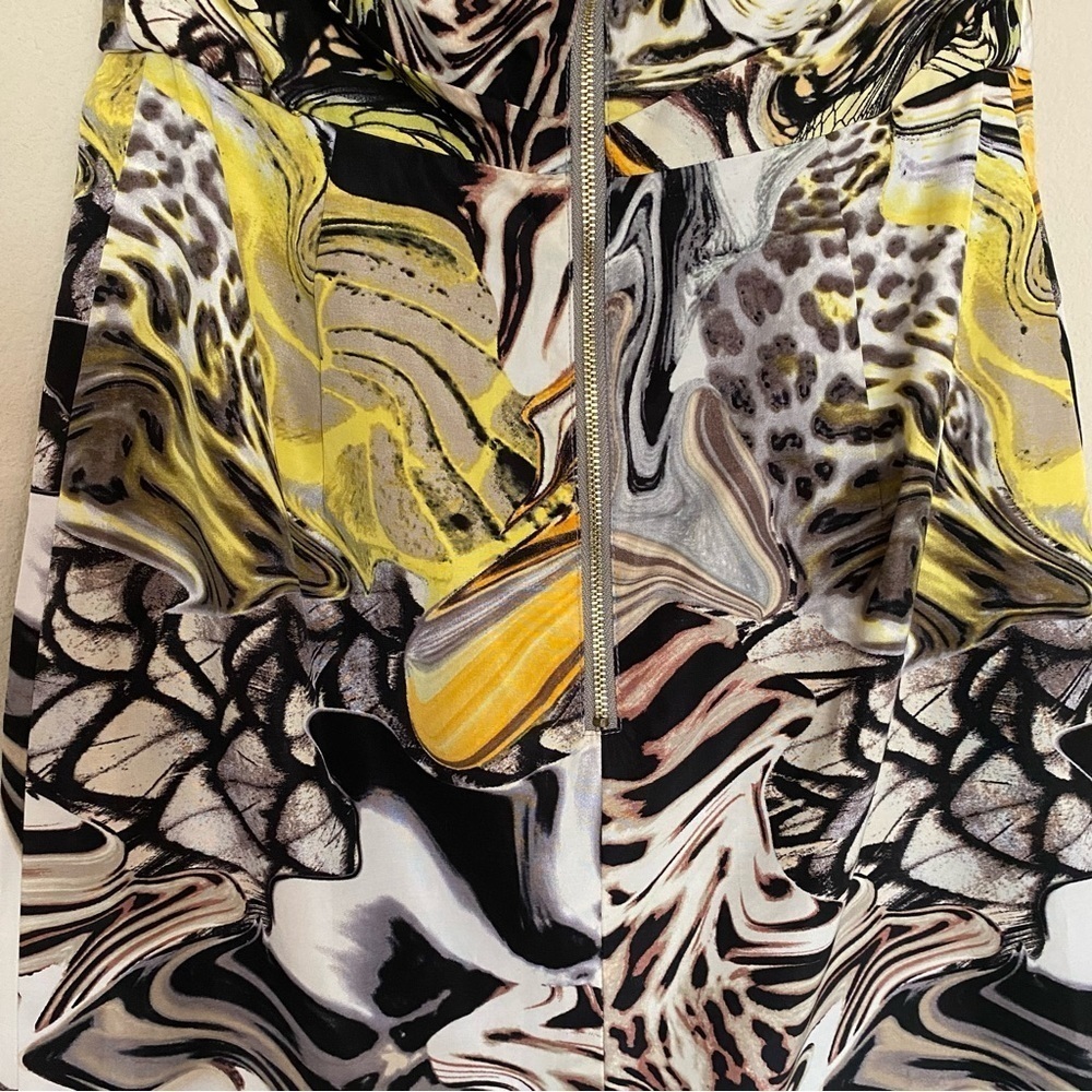 leifsdottir Strapless Sculpted Bodice Dress in White, Black, Yellow, Brown - Picture 7 of 14